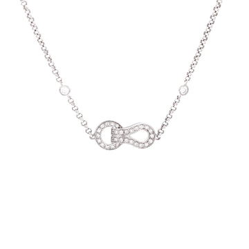 Cartier Agrafe Chain Pendant Necklace 18K White Gold with Diamonds