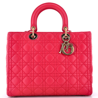 Christian Dior Vintage Lady Dior Bag Cannage Quilt Lambskin Large