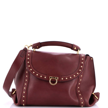 Salvatore Ferragamo Soft Sofia Satchel Studded Leather Medium