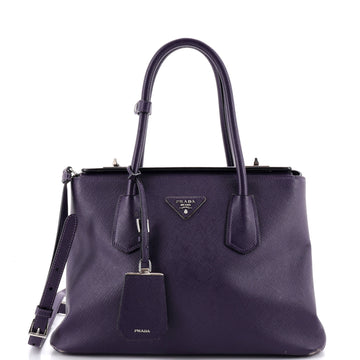 Prada Turnlock Cuir Twin Tote Saffiano Leather Small