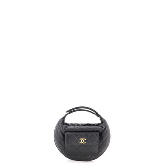 Chanel Polly Pocket Pouch Hobo Quilted Caviar Mini