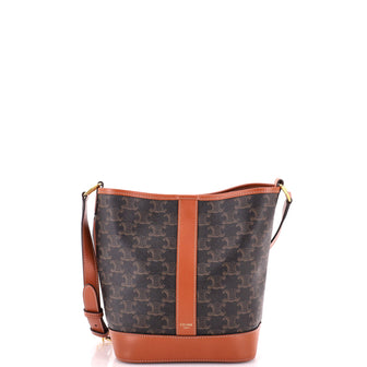 Celine Bucket Bag Triomphe Coated Canvas Small