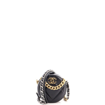 Chanel 19 Round Clutch with Chain Quilted Leather