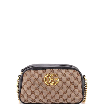 Gucci GG Marmont Shoulder Bag Diagonal Quilted GG Canvas with Leather Small