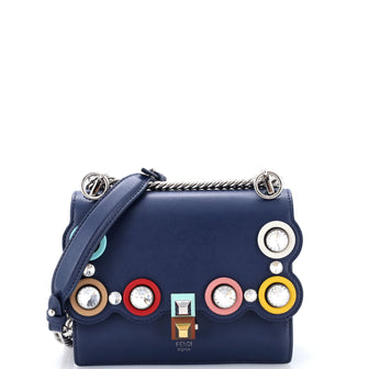 Fendi Eyelet Kan I Bag Leather with Crystals Small