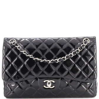 Chanel Classic Double Flap Bag Quilted Patent Jumbo