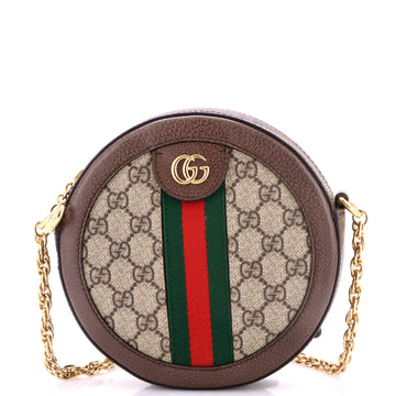Gucci Ophidia Round Shoulder Bag GG Coated Canvas Mini