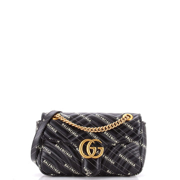 Gucci x Balenciaga The Hacker Project GG Marmont Flap Bag Printed Matelasse Leather Small