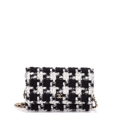 Chanel Wallet on Chain Quilted Houndstooth Tweed and Ribbon