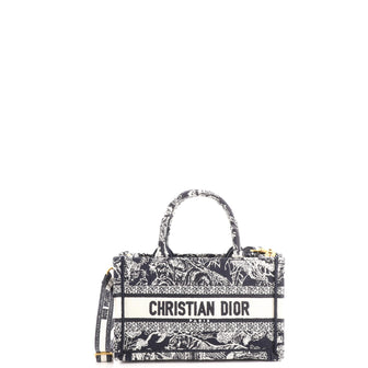 Christian Dior Book Tote with Strap Embroidered Canvas Mini