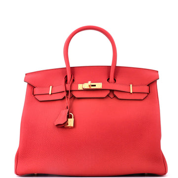 Hermes Birkin Handbag Red Togo with Gold Hardware 35