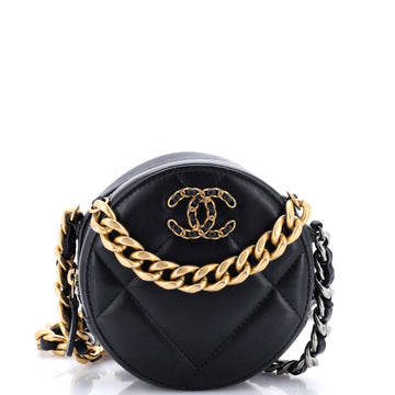 Chanel 19 Round Clutch with Chain Quilted Leather