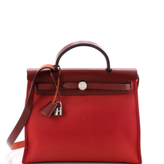 Hermes Herbag Zip Leather and Toile 31