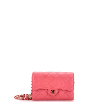 Chanel Classic Flap Wallet Crossbody Bag Quilted Caviar Mini