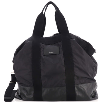 Saint Laurent City Logo Tote Bag Nylon with Leather