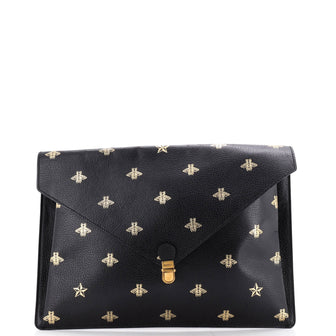 Gucci Bee Envelope Portfolio Printed Leather