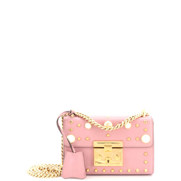 Gucci Pearly Padlock Shoulder Bag Studded Leather Small