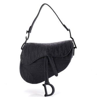 Christian Dior Saddle Handbag Oblique Embossed Calfskin Medium