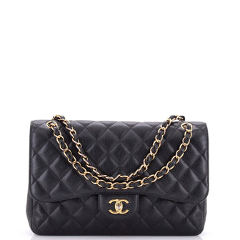 Chanel Classic Double Flap Bag Quilted Caviar Jumbo