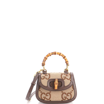 Gucci Bamboo 1947 Top Handle Bag Jumbo GG Canvas Mini