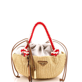 Prada Basket Tote Crochet Raffia Small