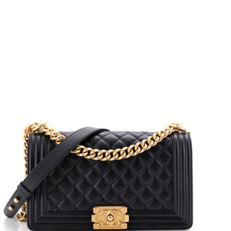 Chanel Boy Flap Bag Quilted Lambskin Old Medium