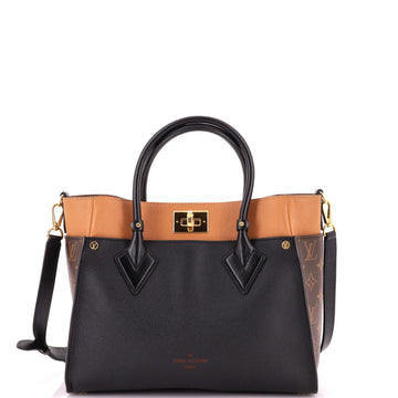 Louis Vuitton On My Side Tote Leather with Monogram Canvas MM