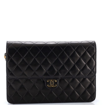 Chanel Vintage Clutch with Chain Quilted Leather Medium