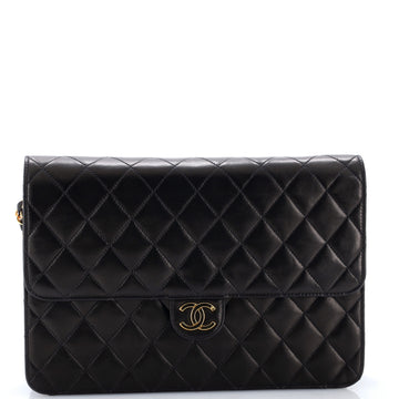 Chanel Vintage Clutch with Chain Quilted Leather Medium