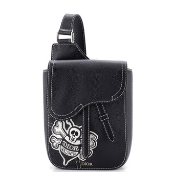 Christian Dior Stussy Saddle Messenger Pouch Leather with Applique