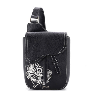 Christian Dior Stussy Saddle Messenger Pouch Leather with Applique