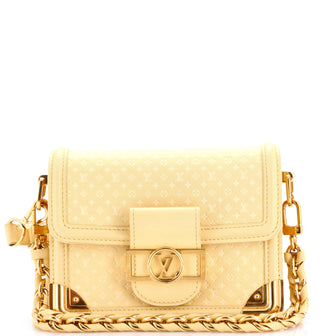 Louis Vuitton Dauphine Shoulder Bag Nanogram Embossed Leather Mini