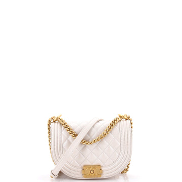Chanel Boy Curved Messenger Bag Quilted Caviar Small