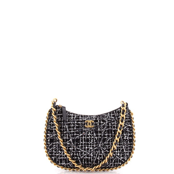 Chanel CC Chain Around Hobo Quilted Tweed with Sequins