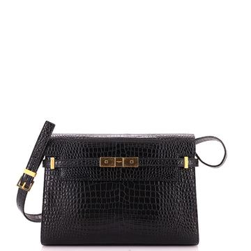 Saint Laurent Manhattan Shoulder Bag Crocodile Embossed Leather Medium