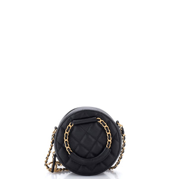 Chanel In The Loop Round Clutch with Chain Quilted Caviar Mini