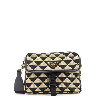 Prada Symbole Front Pocket Zip Messenger Jacquard Small