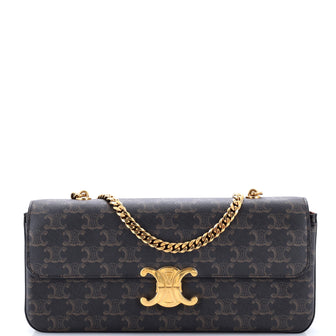 Celine Triomphe Chain Shoulder Bag Triomphe Coated Canvas Medium
