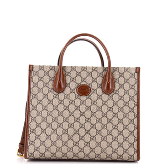 Gucci Interlocking G Tote GG Coated Canvas and Leather Small