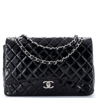 Chanel Classic Double Flap Bag Quilted Patent Jumbo