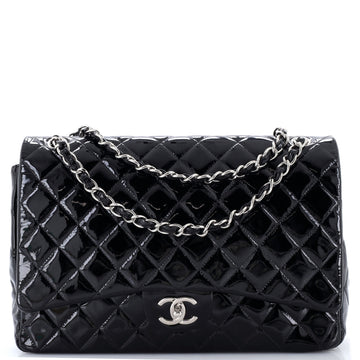 Chanel Classic Double Flap Bag Quilted Patent Jumbo