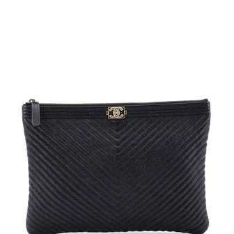 Chanel Boy O Case Clutch Chevron Caviar Medium