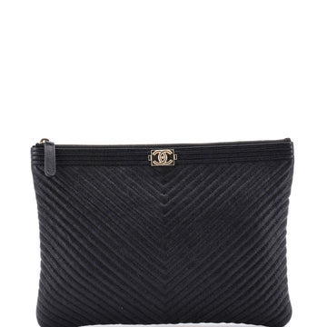 Chanel Boy O Case Clutch Chevron Caviar Medium