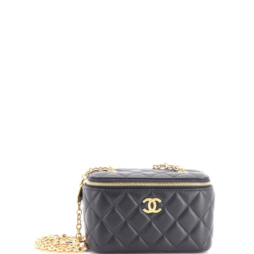 Chanel CC Enamel Pearl Charm Me Vanity Case with Chain Quilted Lambskin Small