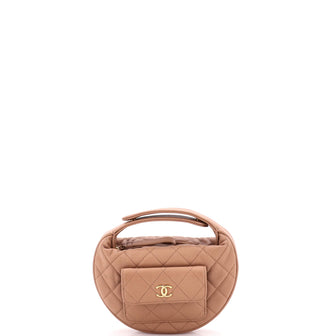 Chanel Polly Pocket Pouch Hobo Quilted Caviar Mini