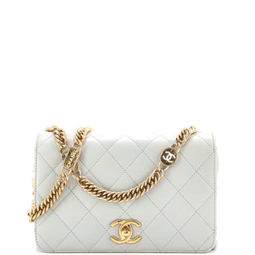 Chanel Logo Enamel Full Flap Bag Quilted Lambskin Mini