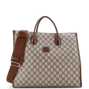 Gucci Structured Top Handle Open Tote GG Coated Canvas Medium
