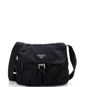 Prada Buckle Messenger Bag Tessuto Small