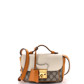 Gucci Padlock Front Pocket Flap Shoulder Bag GG Coated Canvas and Leather Mini