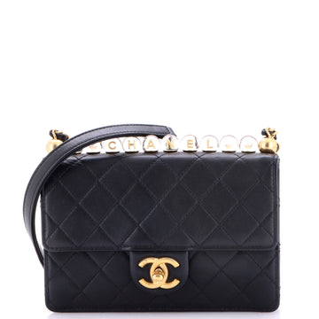 Chanel Chic Pearls Flap Bag Quilted Goatskin with Acrylic Beads Small